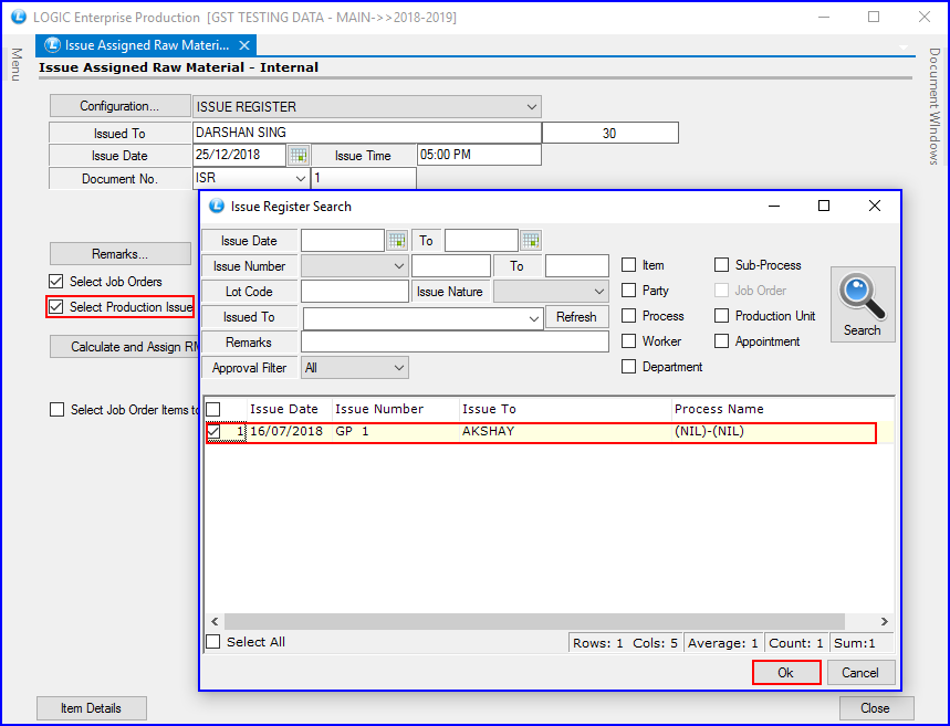 Issue Assigned Raw Material-Internal-2